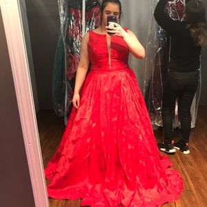 bright red formal dress
